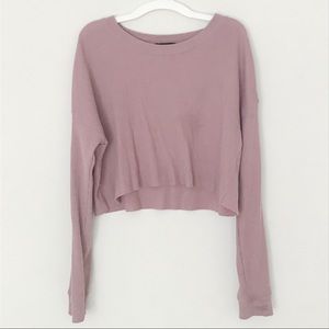 mauve waffle knit crop top